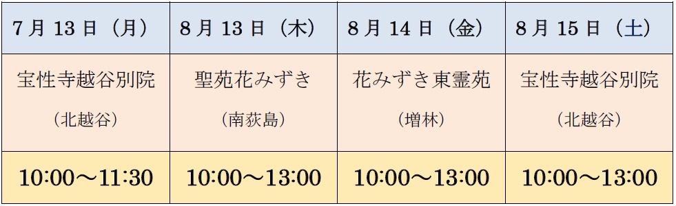 2020 お盆 盂蘭盆会 日にち